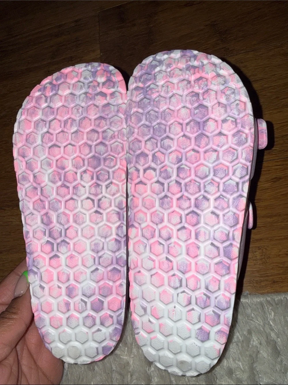 Kids Pink & Purple Tie-Dye Slide Sandals with Adjustable Buckles